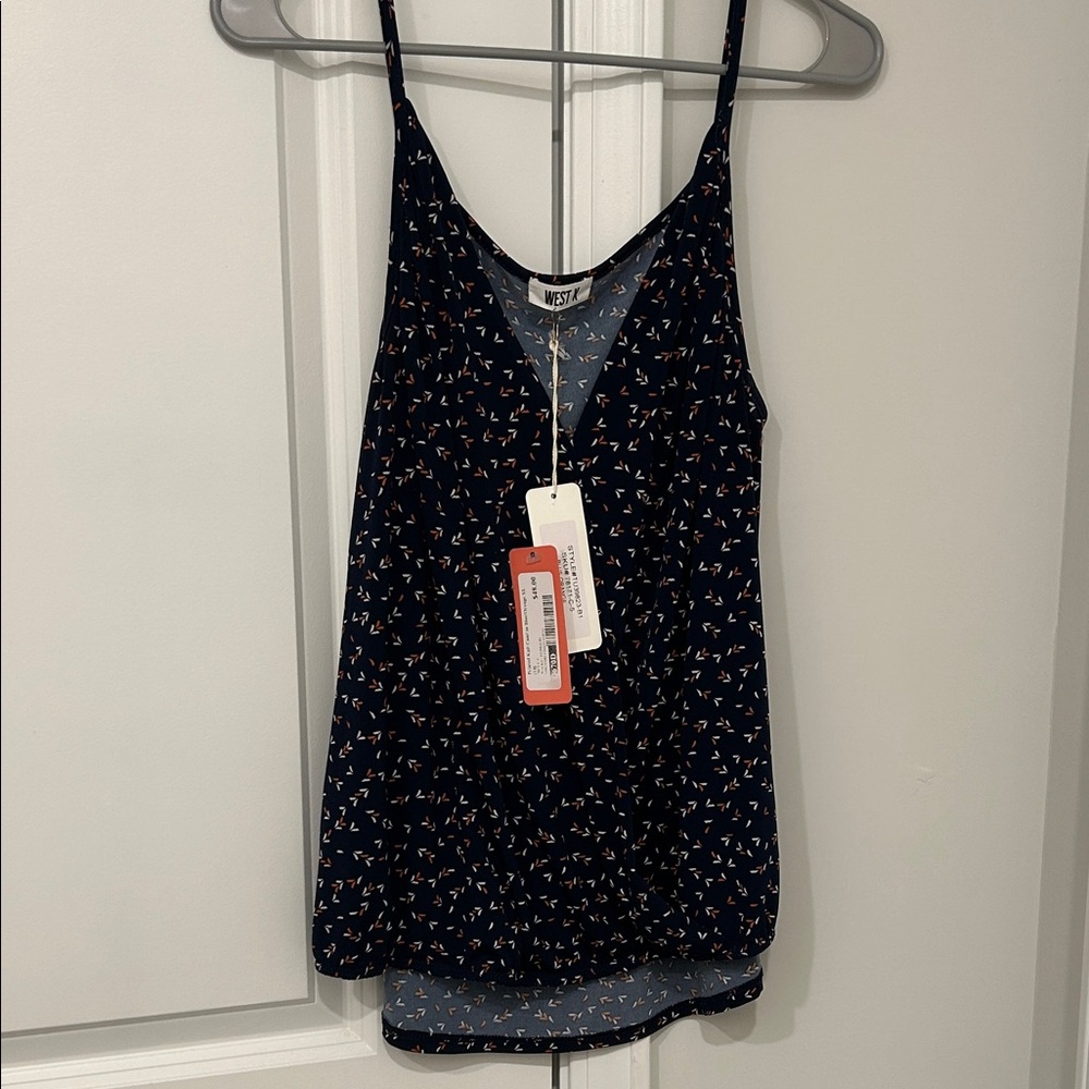NWT West K Navy Blue Patterned Tank